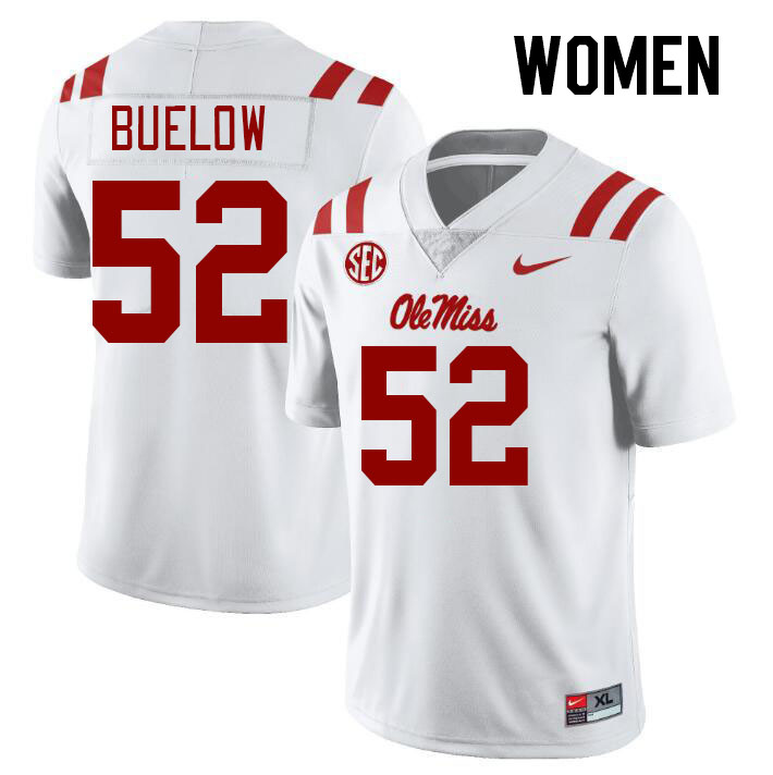 Women #52 Julius Buelow Ole Miss Rebels College Football Jerseys Stitched-White